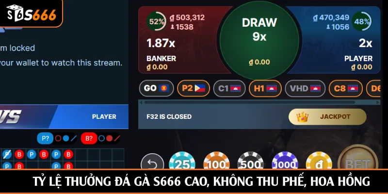 Tỷ lệ thưởng đá gà S666 cao, không thu phế, hoa hồng